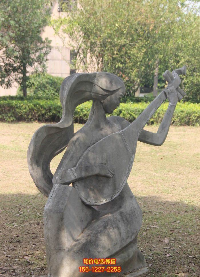 公園戶外彈琵琶的女孩石雕彈雕塑 公園戶外彈琵琶的女孩石雕彈雕塑