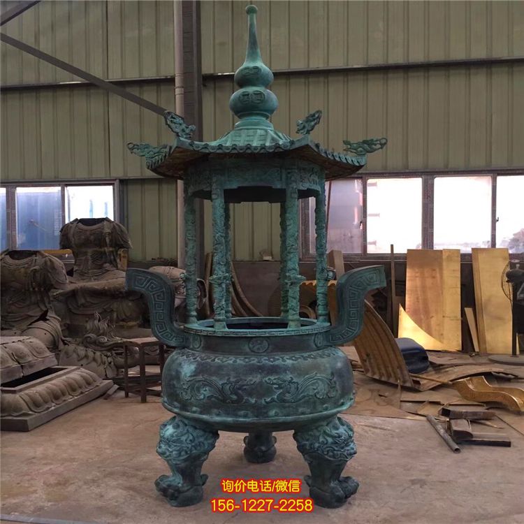 景區(qū)寺院仿古做舊元寶香爐青銅雕塑 景區(qū)寺院仿古做舊元寶香爐青銅雕塑