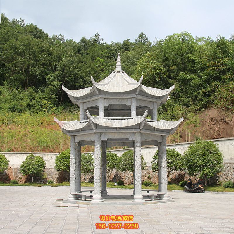 仿古建筑復(fù)式斗拱鼎寺院擺放青石雕刻涼亭雕塑 仿古建筑復(fù)式斗拱鼎寺院擺放青石雕刻涼亭雕塑