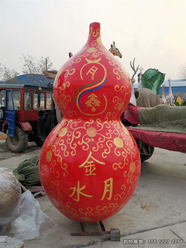 玻璃鋼流水葫蘆雕塑，制作仿真葫蘆雕塑