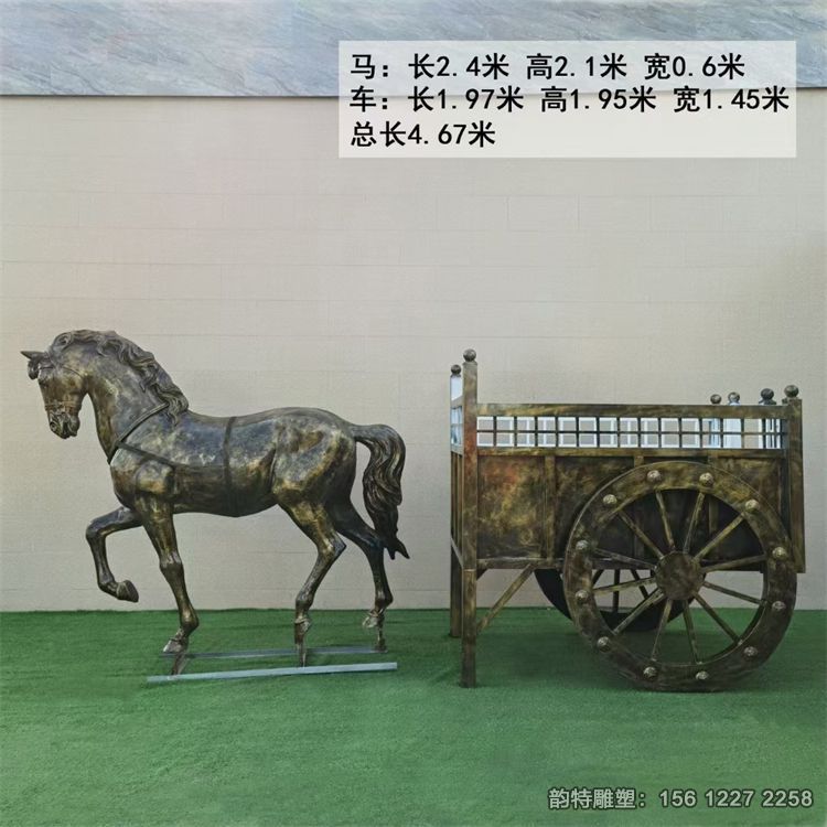 玻璃鋼馬車人物雕塑，大型馬車雕塑制作廠家