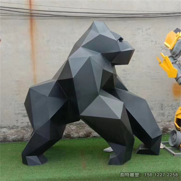 不銹鋼切面猩猩雕塑，抽象大猩猩雕塑
